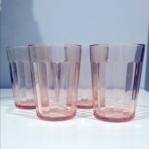 Anchor Hocking Pillar Optic Pink Depression Glass Tumblers.